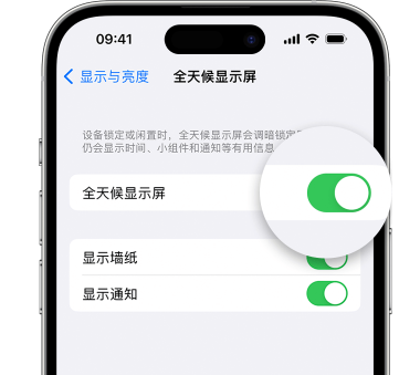 东洲苹果15预约维修分享iPhone15如何设置全天候显示屏幕可见 
